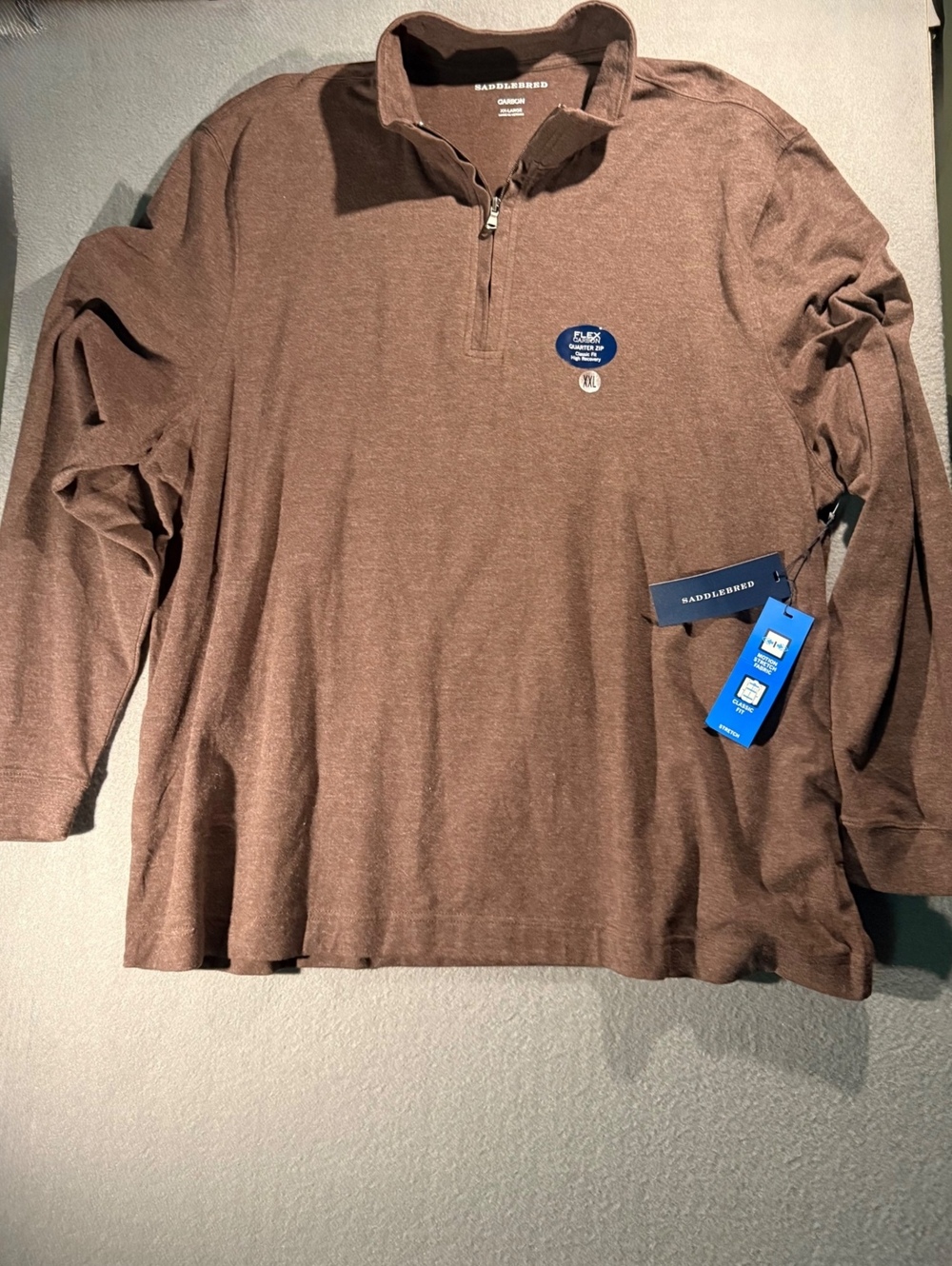 Saddlebred Flex Carbon XXL Brown Quarter Zip Pullover